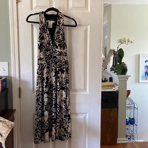 Vintage Evan Picone black and white midi floral dress